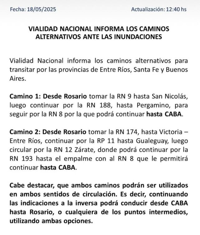 Inundaciones y cortes de rutas: cómo llegar a Buenos Aires desde Santa Fe Inundaciones y cortes de rutas: cómo llegar a Buenos Aires desde Santa Fe