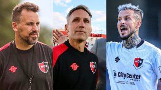 Cristian Fabbiani, Lucas Bernardi y Darío Benedetto. Newells sufrió hasta el final para salvarse del descenso.