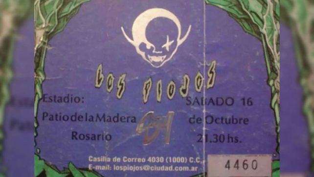 La entrada de Los Piojos para el recital del 16 de octubre de 1999
