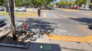 Las pintadas frente al municipio generaron malestar (Gentileza Radio del Sur).