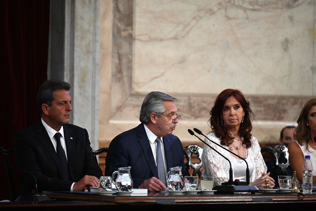 El presidente Alberto Fernández durante su discurso en la inauguración de las sesiones ordinarias del Congreso.
