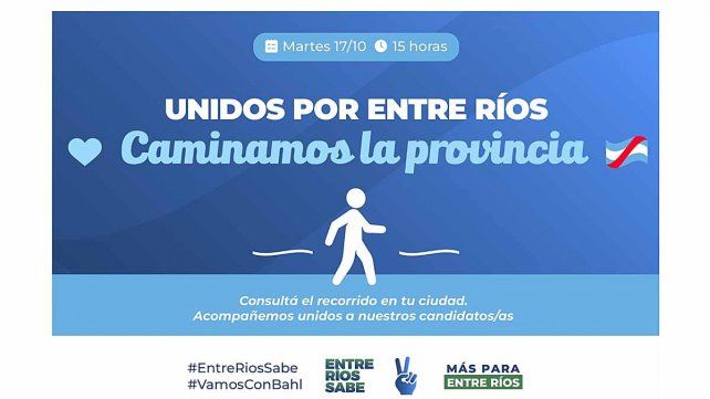 Bajo la consigna Unidos por Entre Ríos caminamos la provincia integrantes de las lista Más por Entre Ríos realizarán caminatas en distintas ciudades