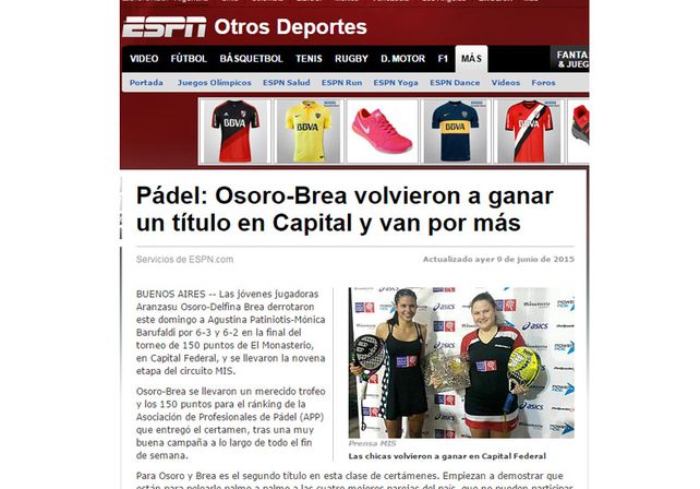 Le ponen fichas. El sitio digital de ESPN resaltó los dos triunfos de Aranzazú y la ubica entre las mejores.
