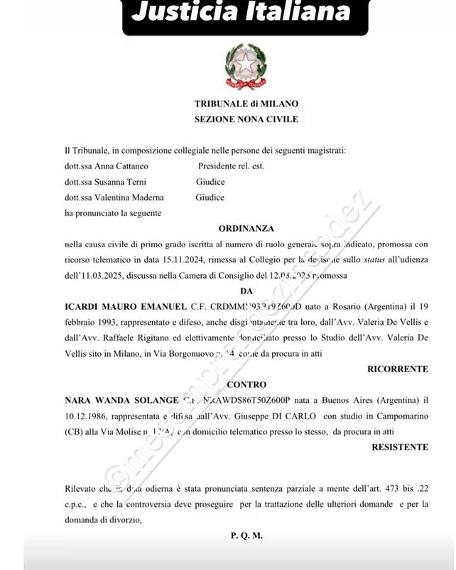 Salió la sentencia de divorcio de Wanda Nara y Mauro Icardi en Italia