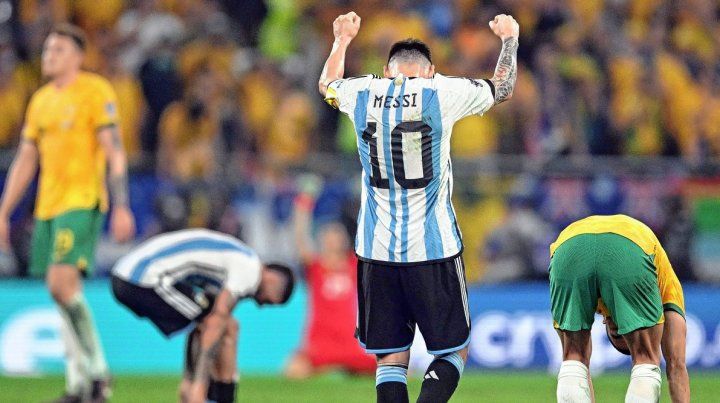 Messi, y el festejo en el final.