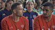 corvalan y moyano, los jugadores de union junto a leo messi