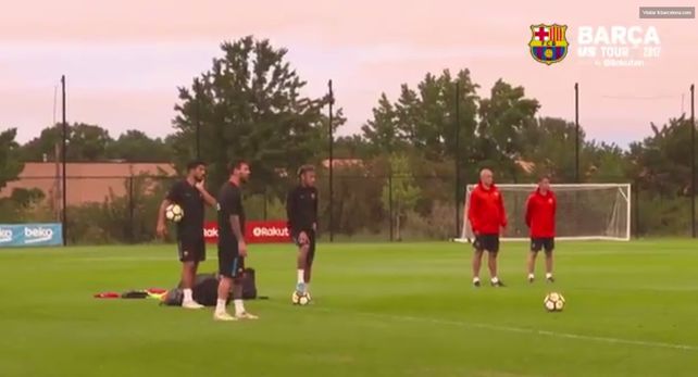 Messi, Neymar y Suárez compitieron a ver quién de los tres tiene mejor puntería