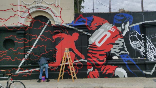 Pintaron un mural de Lionel Messi en Rosario