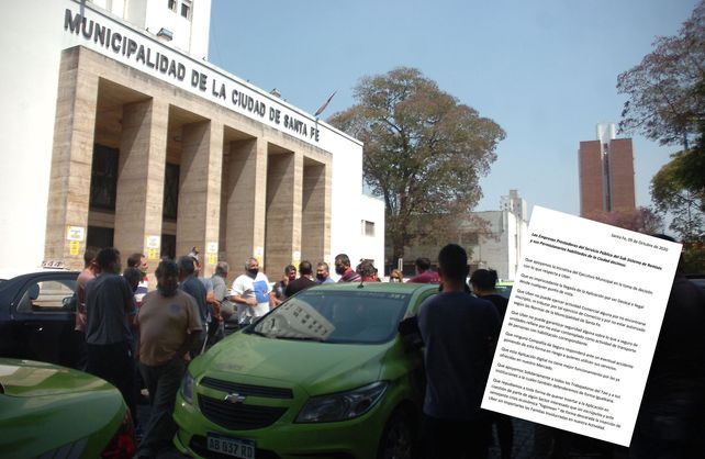 El reclamo llevado adelante por taxistas y remiseros autoconvocados frente a la Municipalidad