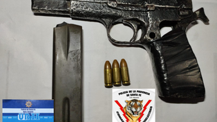 La pistola calibre 9 milímetros hallada en poder de los ladrones.&nbsp;