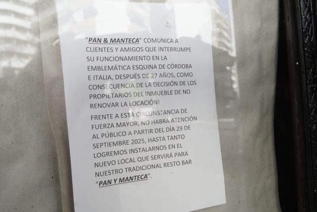 El comunicado que se puede leer en las ventanas de Pan y Manteca