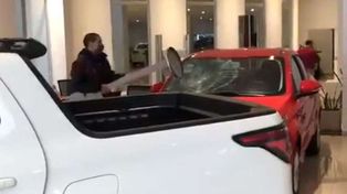 Video: como Michael Douglas, tuvo su día de furia y destrozó un auto en una concesionaria