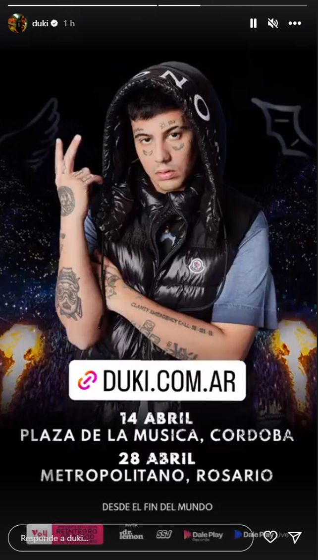 Después de España y EEUU, Duki se presentará en Rosario en abril próximo