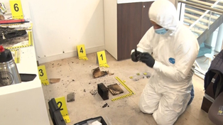 investigadores tomaron muestras tras el ataque con parquetes explosivos en la sede de la Sociedad Rural Argentina.