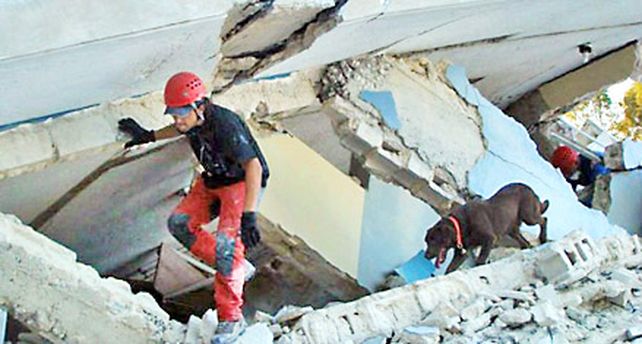 Cristian y su perra Lola, un equipo de rescatistas con la vida como bandera