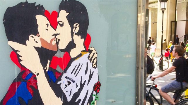 Un grafiti de Messi y Cristiano causó furor en España en la previa del clásico.&nbsp;