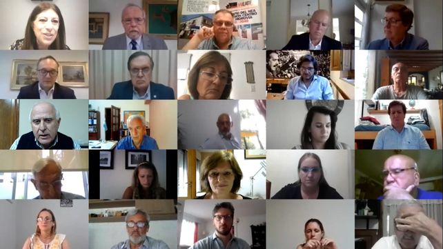 El presidente de la Cámara de Diputados Lifschitz en una reunión virtual por la hidrovía en diciembre de 2020.