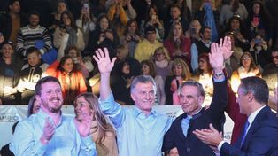 Angelini, García, Macri y Pichetto durante la campaña electoral.