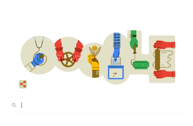 Doodle de Google para celebrar el d&iacute;a del trabajador.
