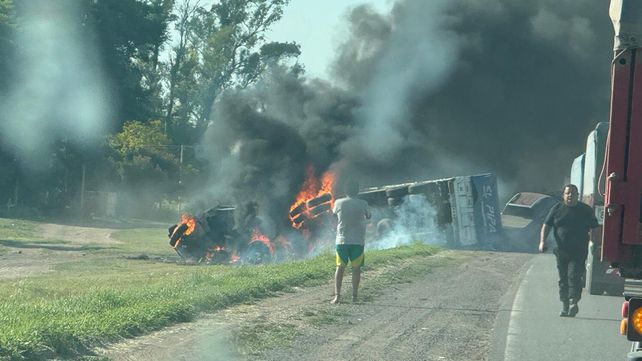 Incendio en la ruta 34 por el choque de dos camiones. Hay dos víctimas fatales