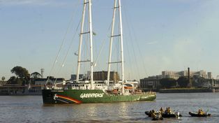 El Guerrero del arcoiris de Greenpeace amarró en el puerto porteño