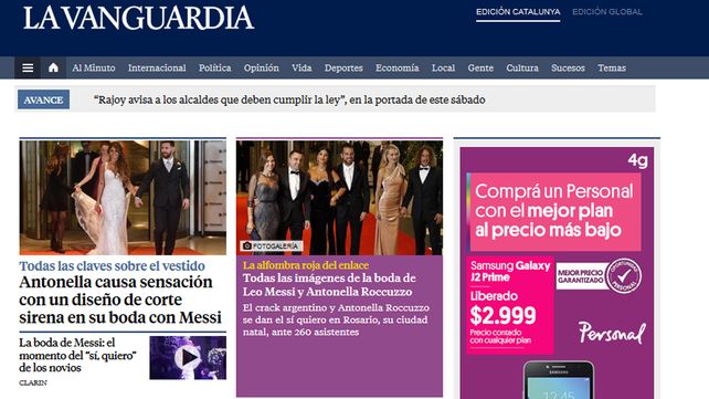 El casamiento de Messi tuvo un gran impacto en los medios españoles