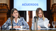 Las senadoras nacionales Guadalupe Tagliaferro y Anabel Fernández Sagasti
