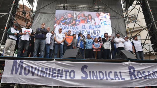 Los principales dirigentes de las organizaciones que convocaron a la marcha.&nbsp;