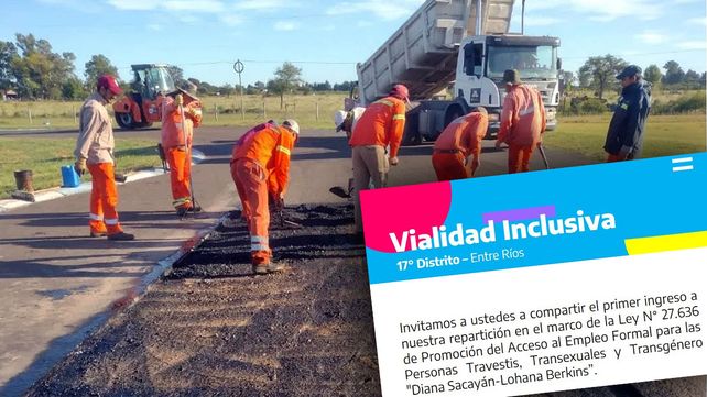 Este viernes ingresó la primera trabajadora trans a Vialidad Nacional en Entre Ríos.&nbsp;
