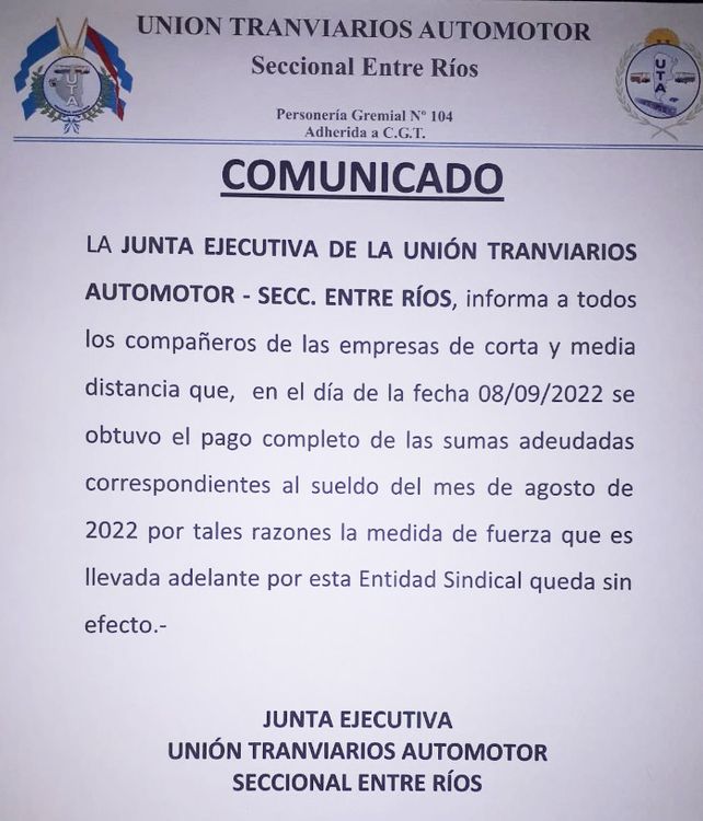 Se levantó el paro de colectivos