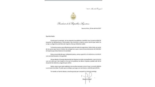 Argentina está llena de mujeres a las que debemos cuidar, escribió Macri a la primera víctima de Wagner