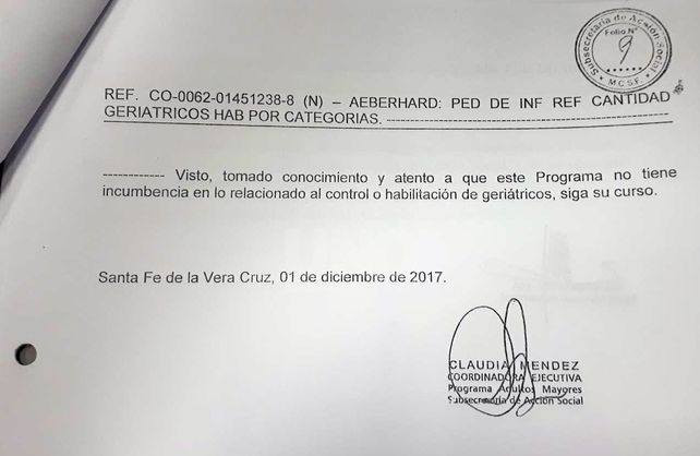 La respuesta del Programa de Adultos Mayores de la Subsecretaría de Acción Social.