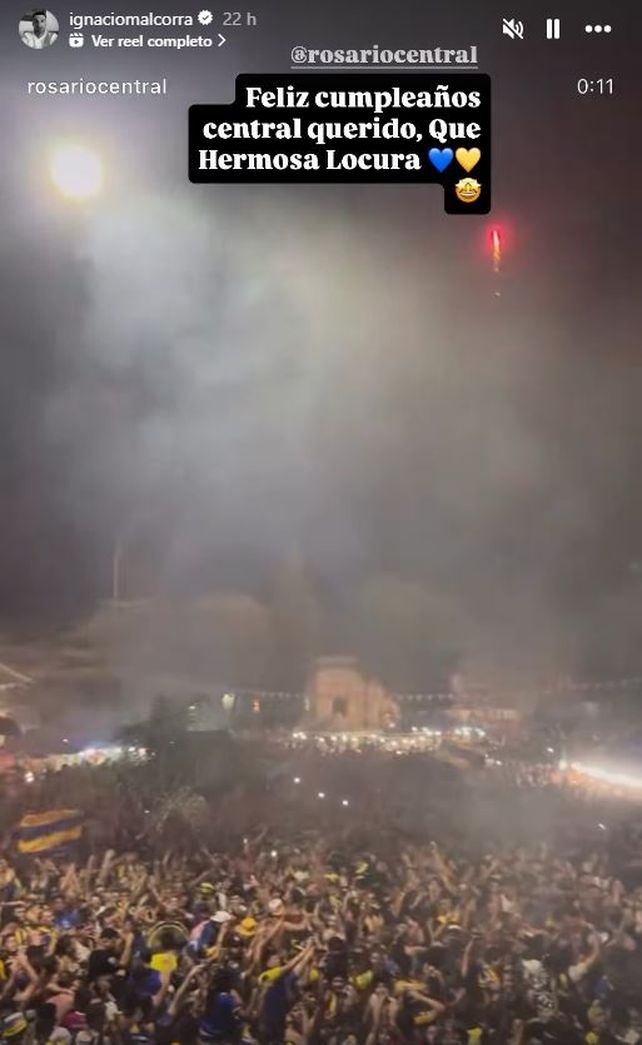 Desde Río Colorado, Nacho Malcorra posteó en Instagram saludando a Central por su aniversario.