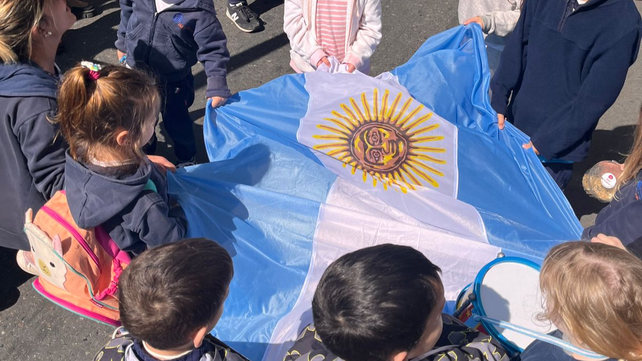 Nenes que asisten al jardín familiar del Colegio de Abogados en la manifestación de la semana pasada