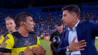 Máxima tensión. Sebastián Domínguez, técnico de Vélez, increpó al árbitro Andrés Merlos.