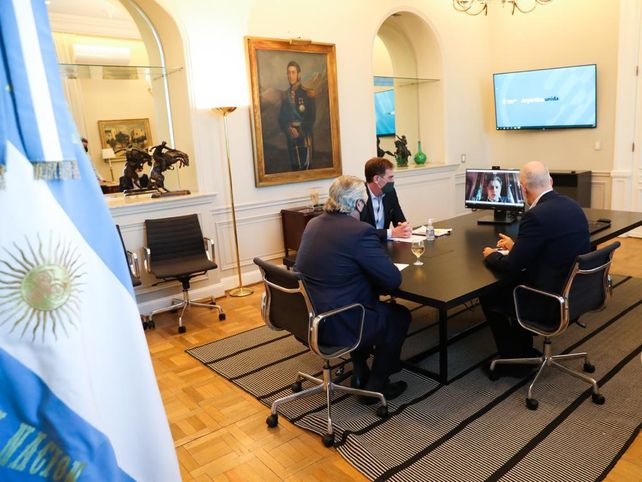 El encuentro finalizado hace instantes. Foto distribuida por Presidencia de la Nación