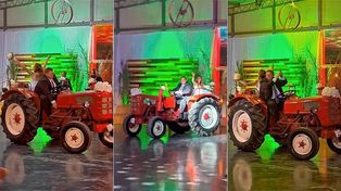 En tractor al altar: el casamiento campero que sorprendió a todos