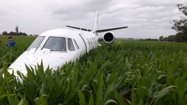 El avión pudo aterrizar sobre unos pastizales.&nbsp;