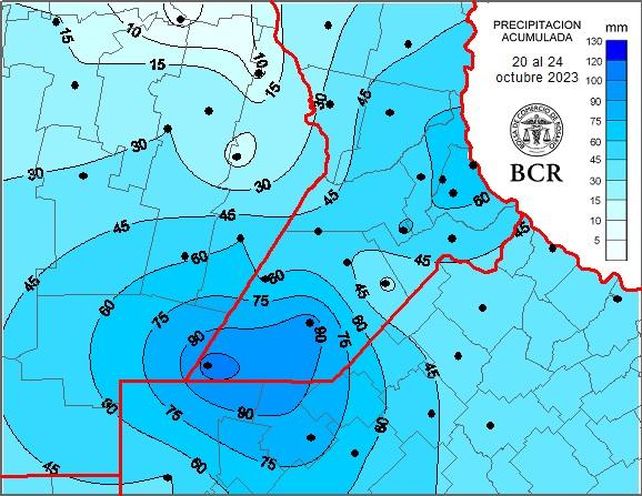 El 90% de la región núcleo recibió más de 30 mm de lluvia
