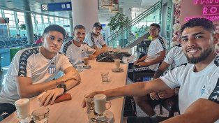 Los jugadores de Racing antes de viajar a Abu Dhabi.