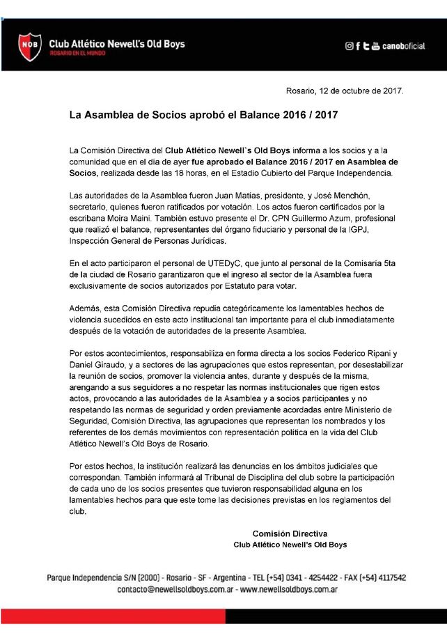 Newells tuvo una asamblea violenta que terminó con golpes, sillazos y agresiones