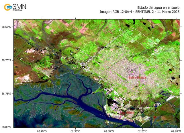Temporal en Bahía Blanca: el antes y después de las inundaciones captadas por imágenes satelitales