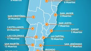 Por cada departamento: el mapa de los accidentes viales fatales de Santa Fe