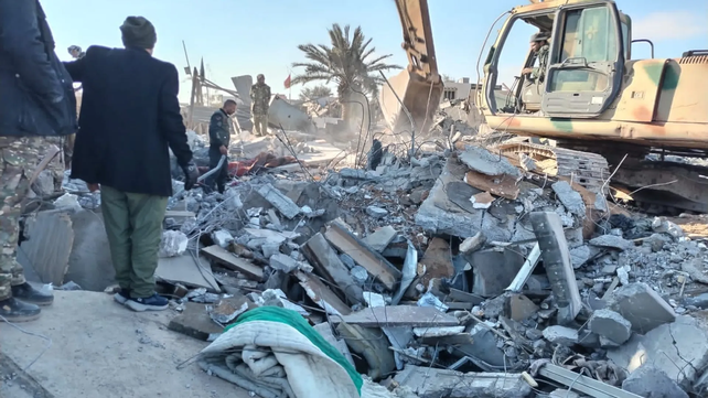Los restos de los cuarteles generales de las milicias iraquíes shiítas Hashd al-Shaabi en la región de Al Anbar. 