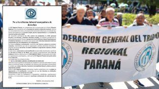 Gremios y organizaciones se movilizan en Paraná contra la reforma laboral