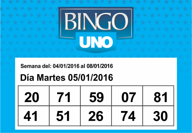 Bingo UNO del 7 de enero de 2016