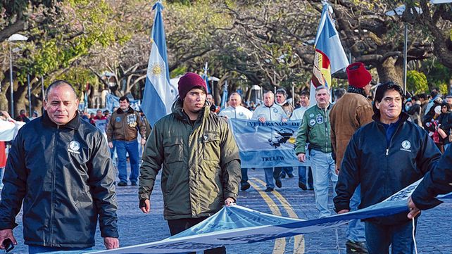 Ex combatientes. Los veteranos de la guerra de Malvinas ya son un clásico de la celebración.