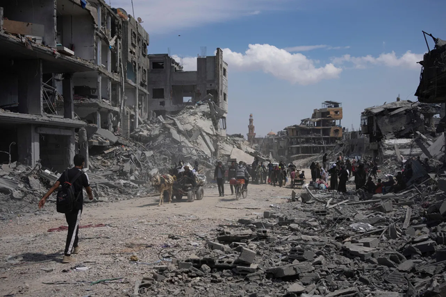 Franja de Gaza en ruinas. Imagen de la ciudad Khan Yunis