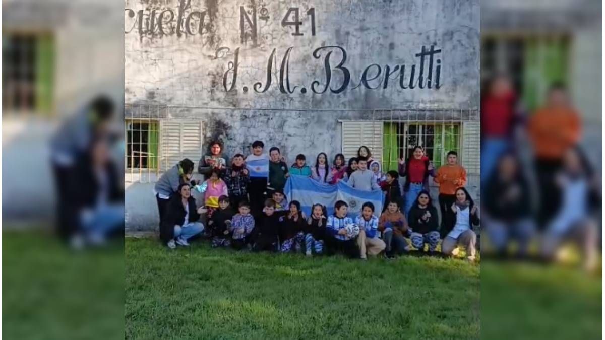 Niños de una escuela rural entrerriana se sumaron a cantarle el feliz cumpleaños a Messi