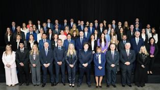 Javier Milei y los candidatos de La Libertad Avanza para los comicios de octubre.